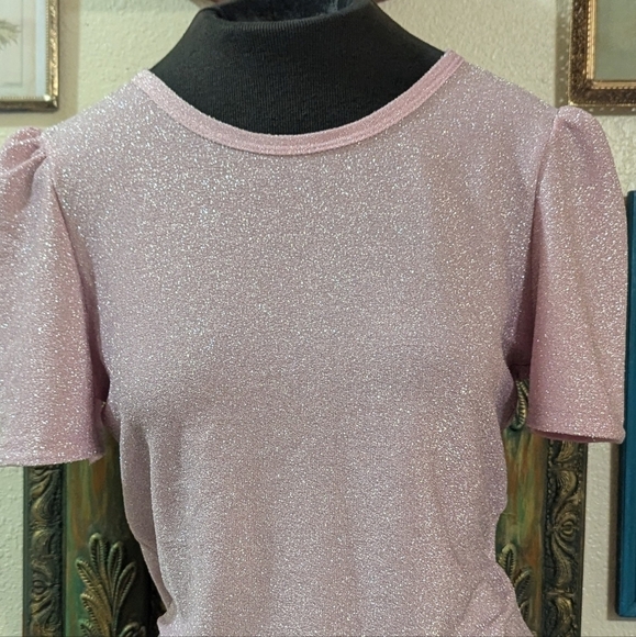 Vintage Pulse Sparkle Glitzy Party Pink Top Size Women's Small - Picture 3 of 6